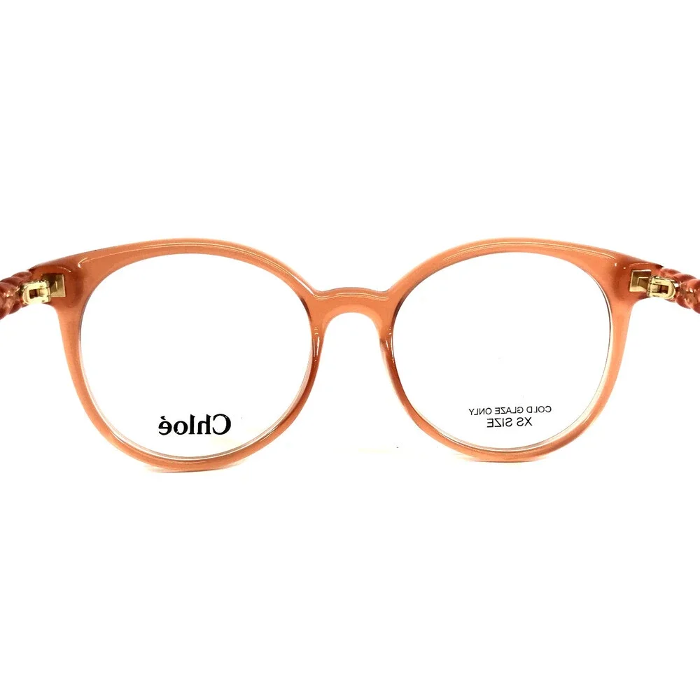 Chloe Eyeglasses Frames CH0006O 001 Transparent Brown Round XS Size 50-17-140